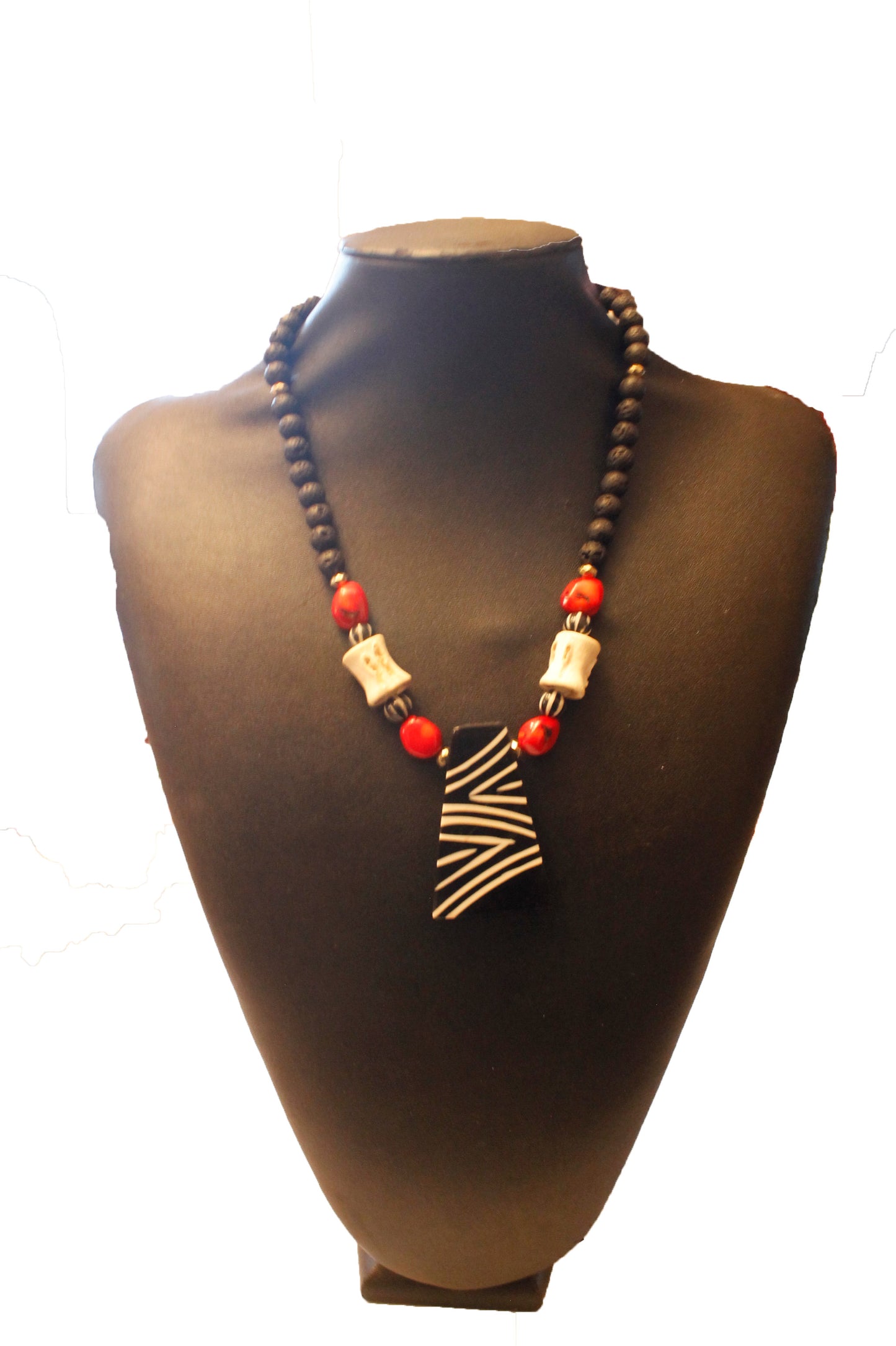 Bone w/stripe Cream Pendant