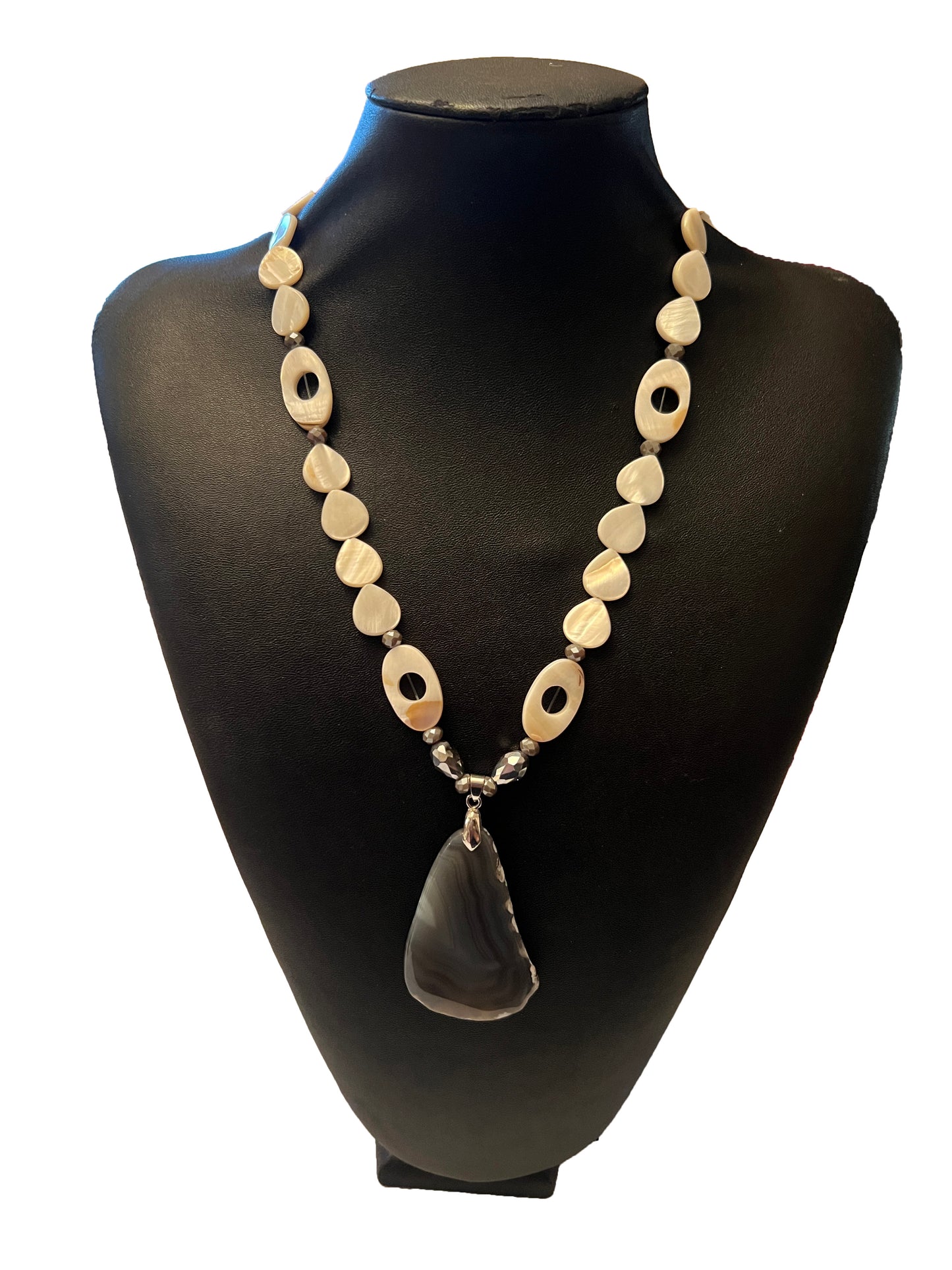 Grey Bandit Agate Triangle Pendant