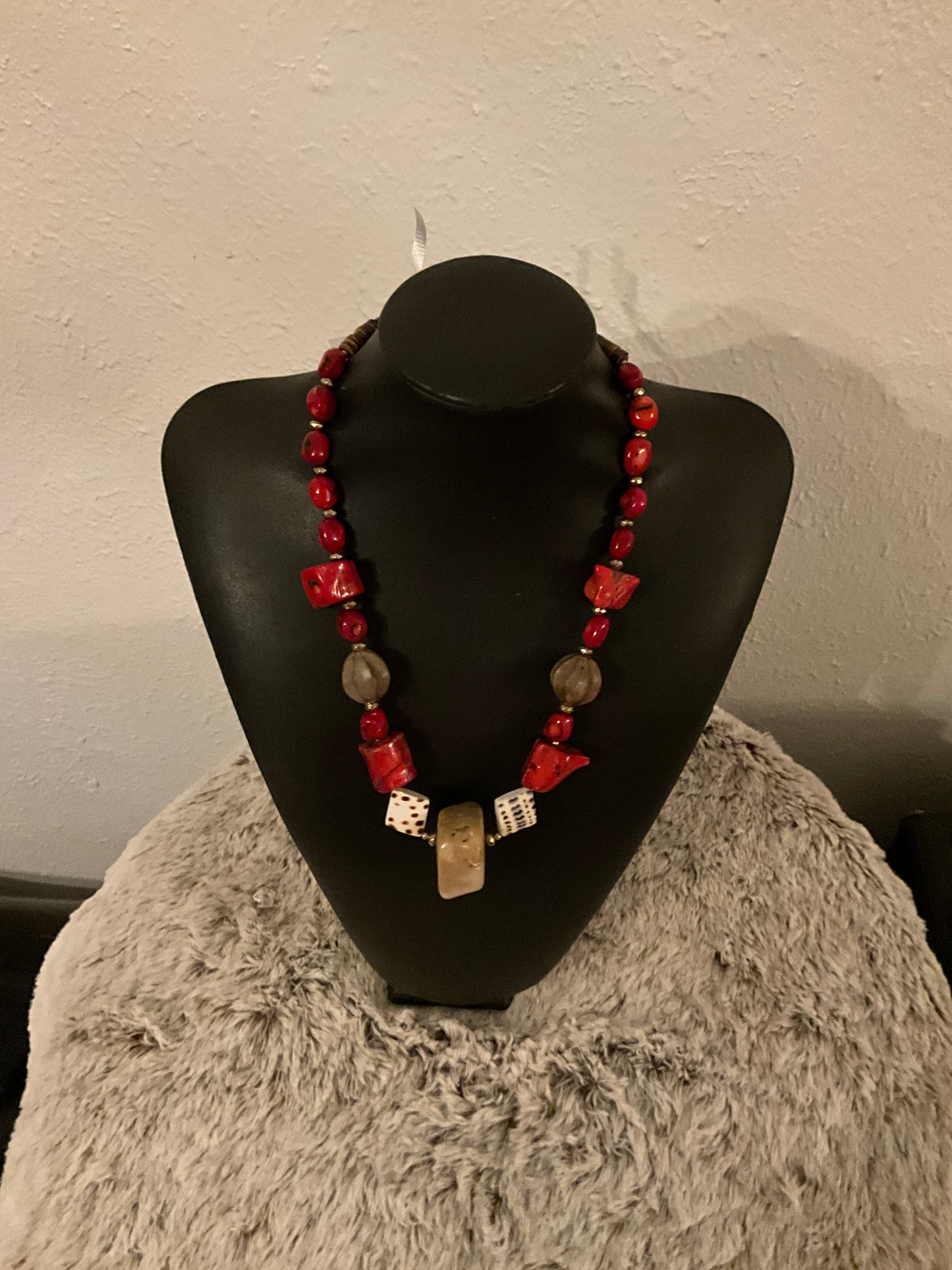 Red & Tan Coral Necklace
