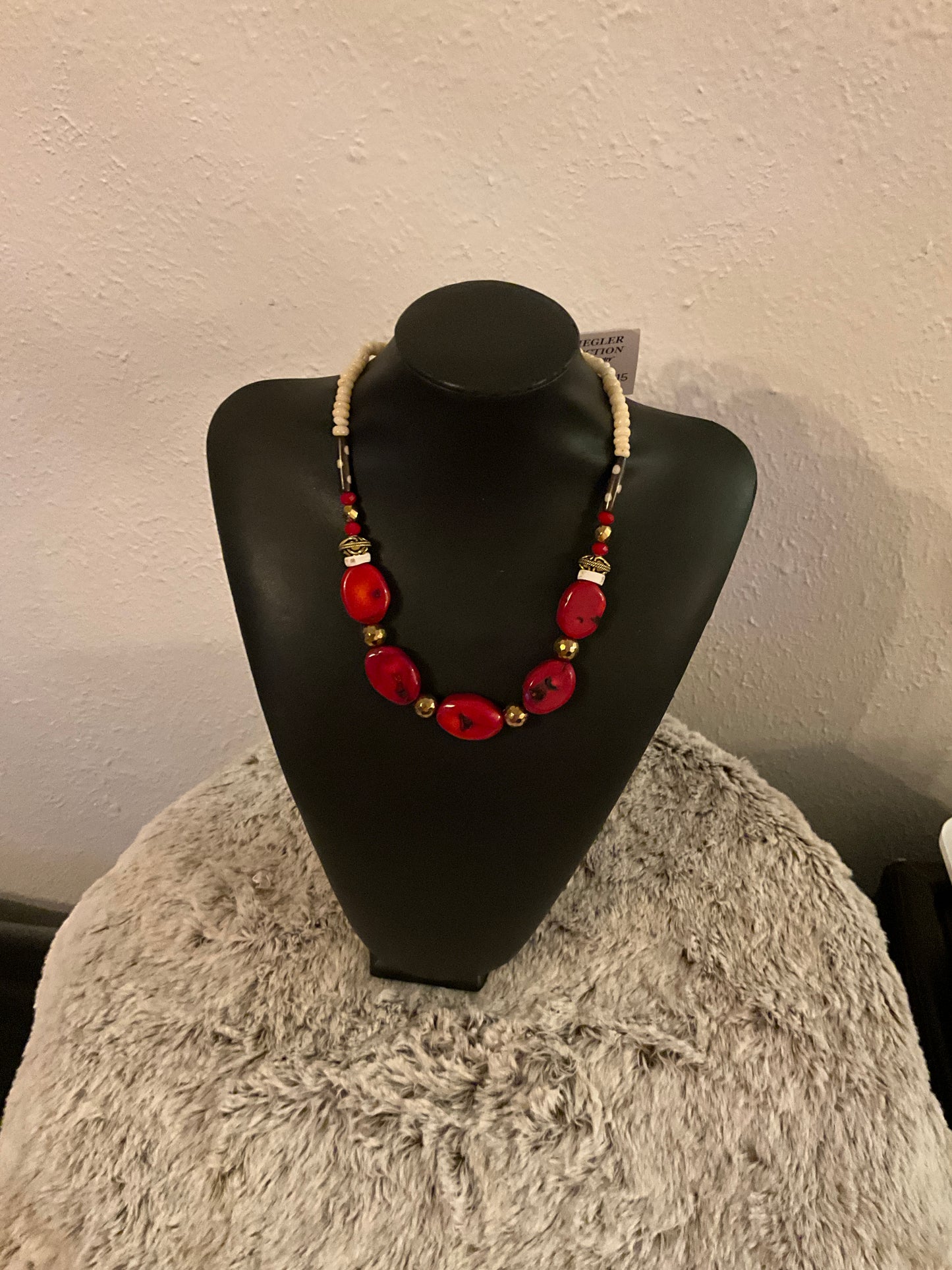 Red Coral & Fishbone Necklace