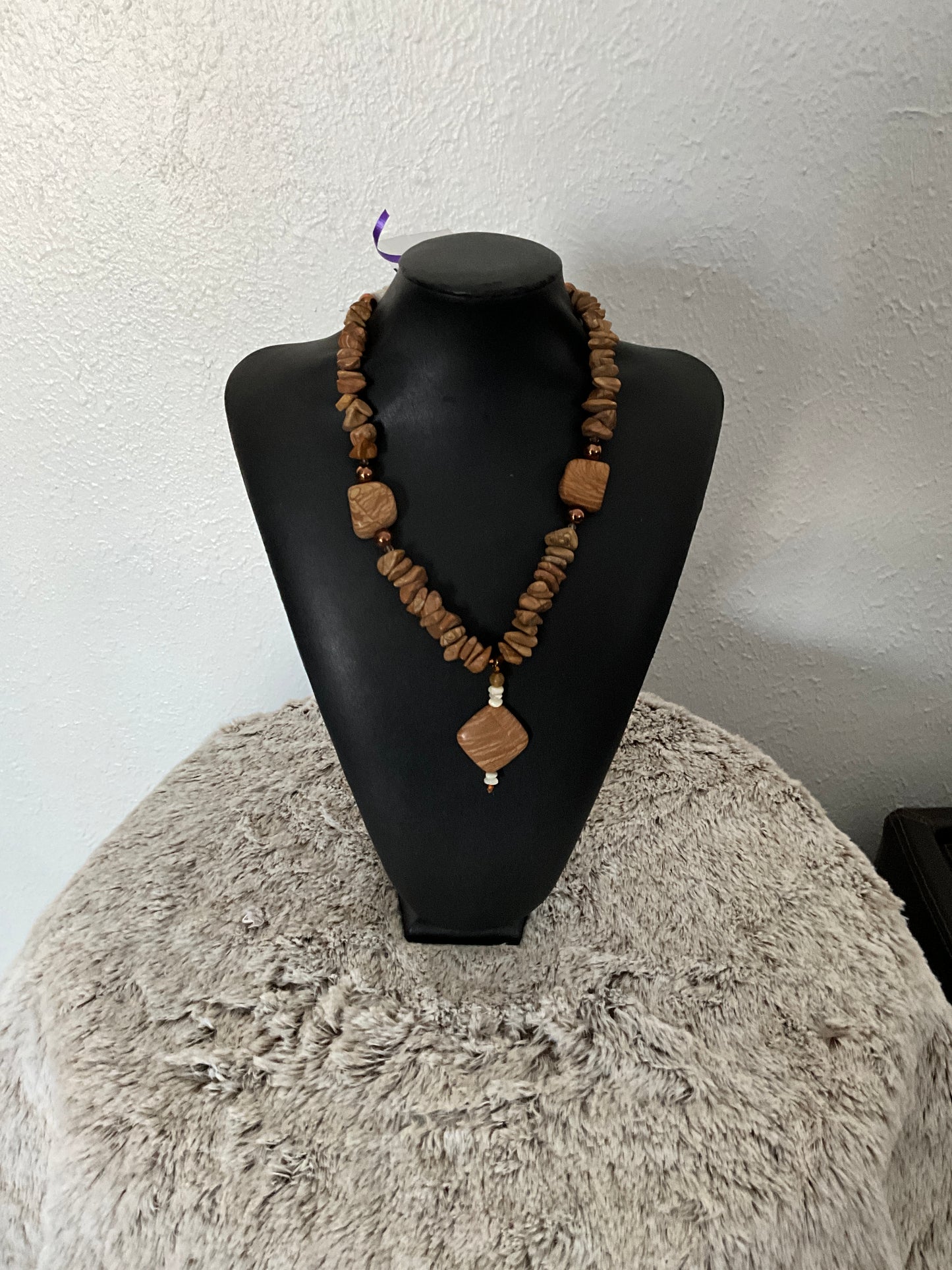 Tan Crystal Horn/Bone Necklace