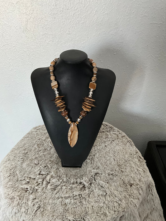 Brown Fossil Shell Necklace
