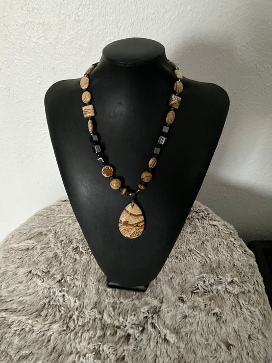 Brown Fossil Shell Necklace