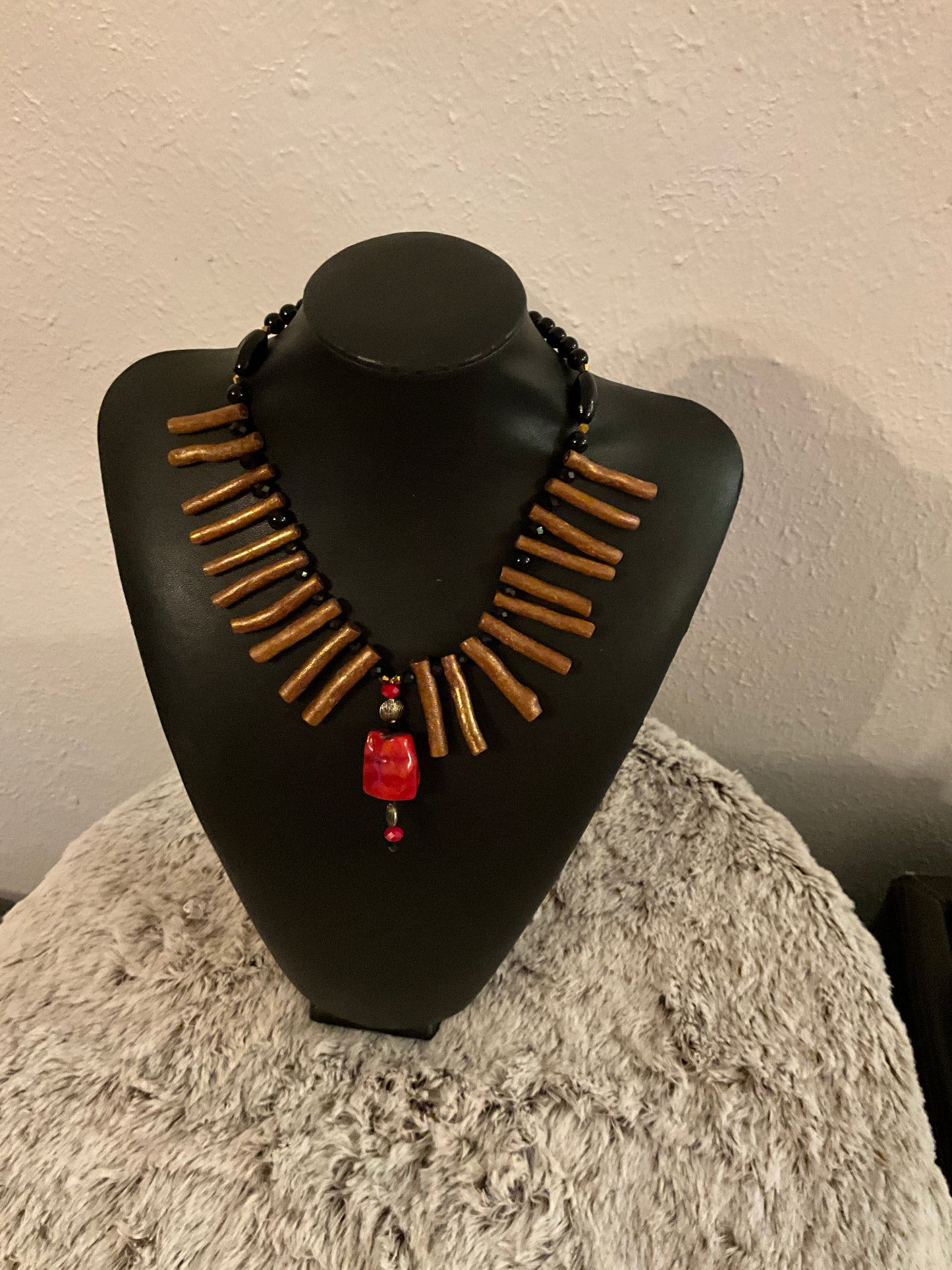 Red & Gold Coral Necklace