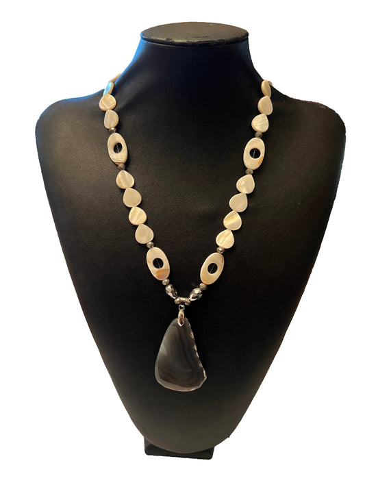 Grey Bandit Agate Triangle Pendant