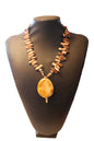 Cream + Brown Faceted Oval Jasper Pendant